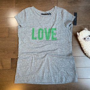 TAHARI Love Logo Tee T-Shirt (S) Gray NWT
